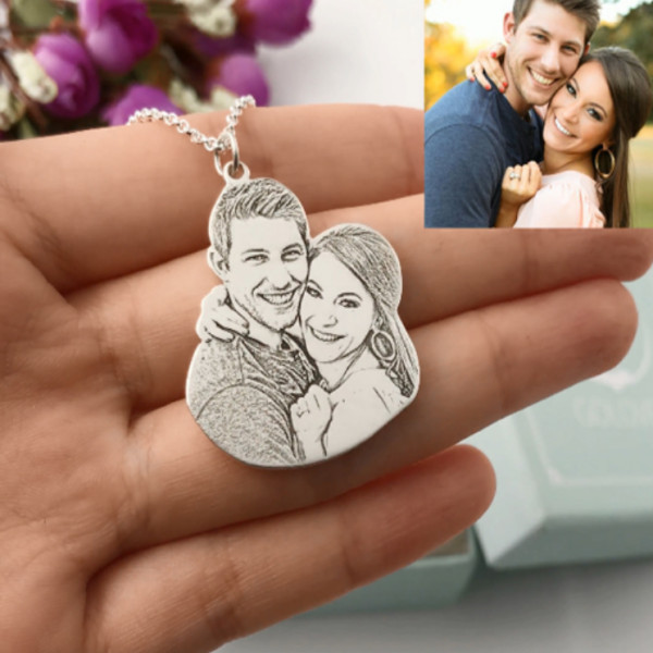Engraved Photo Pendant Necklace In Sterling Silver - The Name Jewellery™