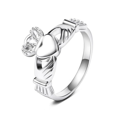 Sterling Silver Heart Claddagh Ring - The Name Jewellery™
