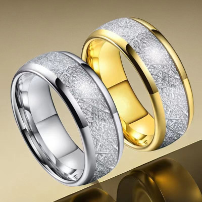 Meteorite Inlaid Gold Plated Ring - The Name Jewellery™