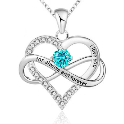 Silver Engraved Swarovski Infinity Heart Necklace - The Name Jewellery™