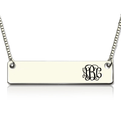Engraved Monogram Initial Bar Necklace Sterling Silver - The Name Jewellery™