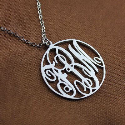 Personalised Monogram Necklace Fancy Circle Silver - The Name Jewellery™