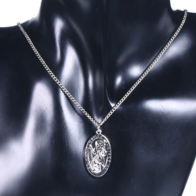 Personalised Mens St Christopher Silver Necklace - The Name Jewellery™