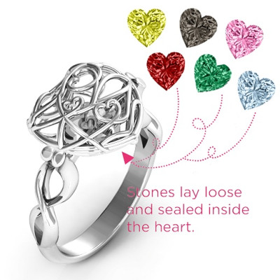 Encased in Love Caged Hearts Ring with Infinity Band - The Name Jewellery™