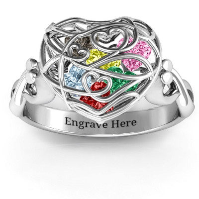 Encased in Love Caged Hearts Ring with Infinity Band - The Name Jewellery™