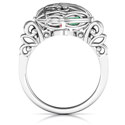 Encased in Love Caged Hearts Ring with Butterfly Wings Band - The Name Jewellery™