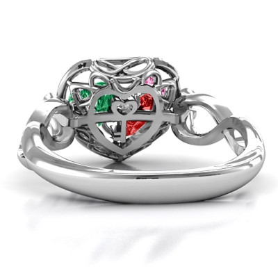 2016 Petite Caged Hearts Ring with Infinity Band - The Name Jewellery™