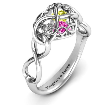 My Infinite Love Caged Hearts Ring - The Name Jewellery™
