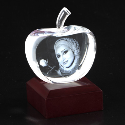 Apple Shape Crystal With 2D/3D Engraving Inside - The Name Jewellery™