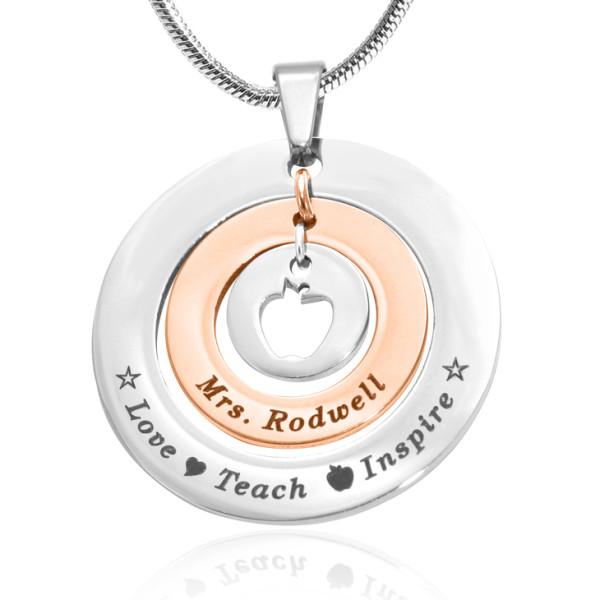 Personalised Circles of Love Necklace Teacher - TWO TONE - Rose Gold  Silver - The Name Jewellery™