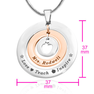 Personalised Circles of Love Necklace Teacher - TWO TONE - Rose Gold  Silver - The Name Jewellery™