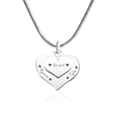Personalised Double Heart Necklace - Sterling Silver - The Name Jewellery™