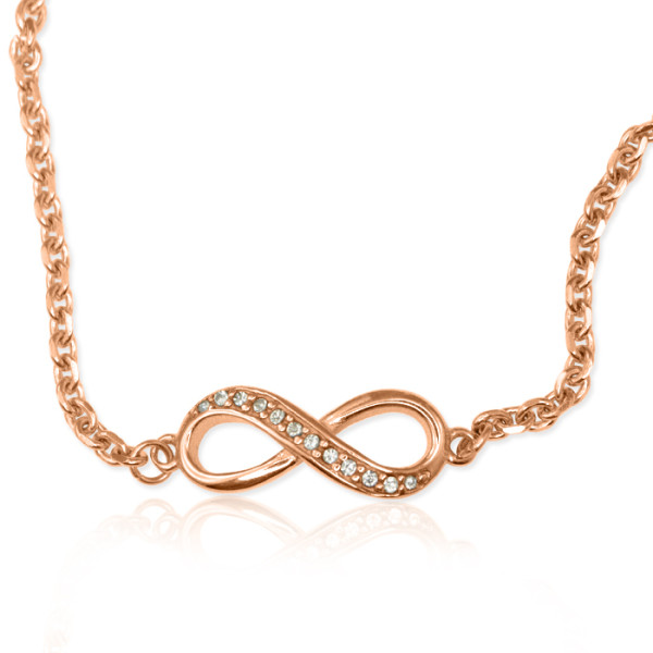 Personalised  Crystal Infinity Bracelet/Anklet - 18ct Rose Gold Plated - The Name Jewellery™