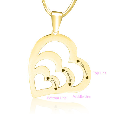 Personalised Hearts of Love Necklace - 18ct Gold Plated - The Name Jewellery™