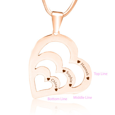 Personalised Hearts of Love Necklace - 18ct Rose Gold Plated - The Name Jewellery™
