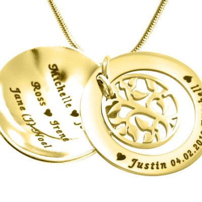 Personalised My Family Tree Dome Necklace - 18ct Gold Plated - The Name Jewellery™