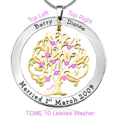 Personalised Tree of My Life Washer 10 - Two Tone - Gold Tree - The Name Jewellery™