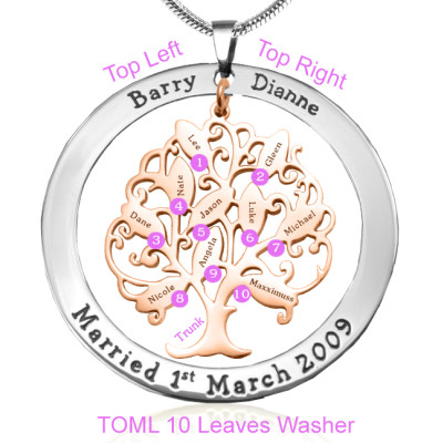 Personalised Tree of My Life Washer 10 - Two Tone - Rose Gold Tree - The Name Jewellery™