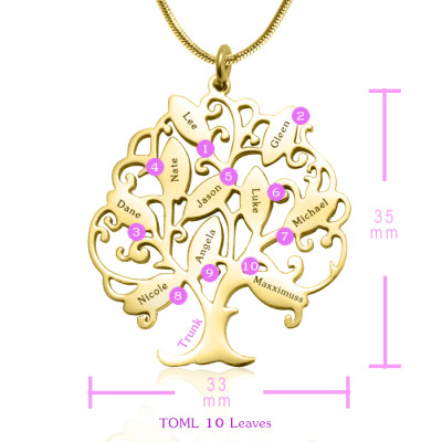 Personalised Tree of My Life Necklace 10 - 18ct Gold Plated - The Name Jewellery™