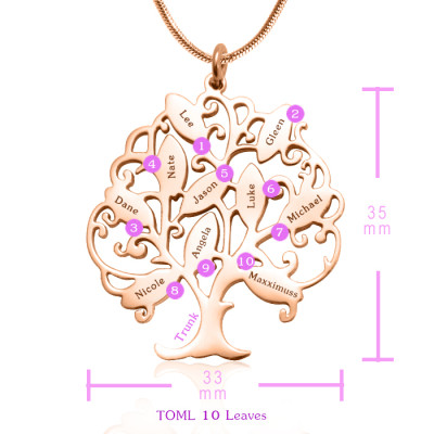 Personalised Tree of My Life Necklace 10 - 18ct Rose Gold Plated - The Name Jewellery™