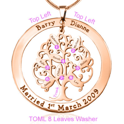 Personalised Tree of My Life Washer 8 - 18ct Rose Gold Plated - The Name Jewellery™