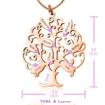 Personalised Tree of My Life Necklace 8 - 18ct Rose Gold Plated - The Name Jewellery™