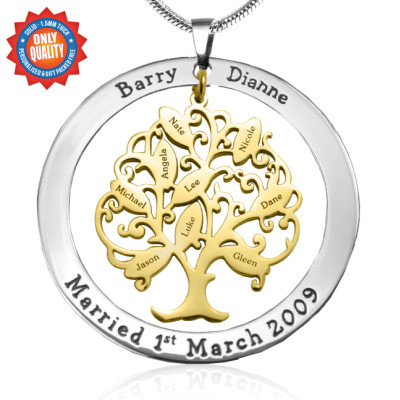 Personalised Tree of My Life Washer 9 - Two Tone - Gold Tree - The Name Jewellery™