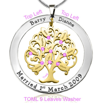 Personalised Tree of My Life Washer 9 - Two Tone - Gold Tree - The Name Jewellery™