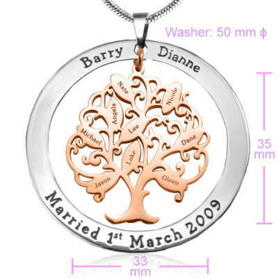 Personalised Tree of My Life Washer 9 - Two Tone - Rose Gold Tree - The Name Jewellery™