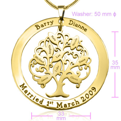 Personalised Tree of My Life Washer 9 - 18ct Gold Plated - The Name Jewellery™