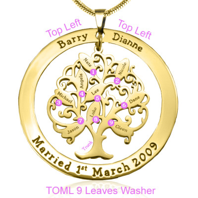 Personalised Tree of My Life Washer 9 - 18ct Gold Plated - The Name Jewellery™