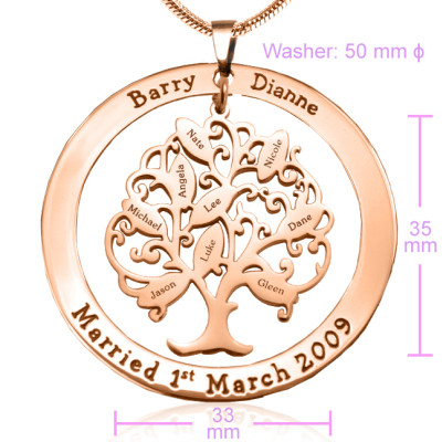 Personalised Tree of My Life Washer 9 - 18ct Rose Gold Plated - The Name Jewellery™