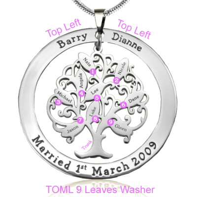 Personalised Tree of My Life Washer 9 - Sterling Silver - The Name Jewellery™
