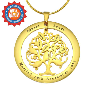 Personalised Tree of My Life Washer Necklace 10 - 18ct Gold Plated - The Name Jewellery™