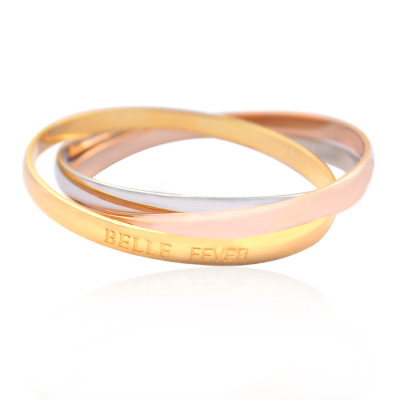 Personalised Mother Daughter Three Tone Bangle Set - The Name Jewellery™