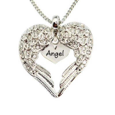 Personalised Angels Heart Necklace with Heart Insert - The Name Jewellery™