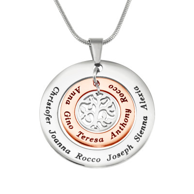 Personalised Circles of Love Necklace Tree - TWO TONE - Rose Gold  Silver - The Name Jewellery™