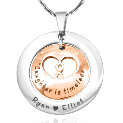 Personalised Infinity Dome Necklace - Two Tone - Rose Gold Dome  Silver - The Name Jewellery™