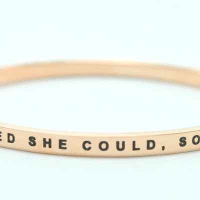 Personalised She Believed She Could Bangle 18ct Gold Plated - The Name Jewellery™