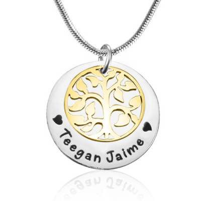 Personalised My Family Tree Single Disc - Two Tone - Gold  Silver - The Name Jewellery™