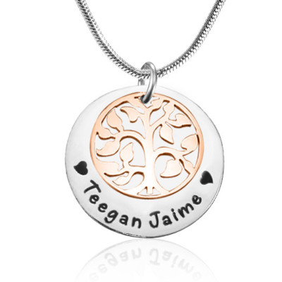 Personalised My Family Tree Single Disc - Two Tone - Rose Gold  Silver - The Name Jewellery™