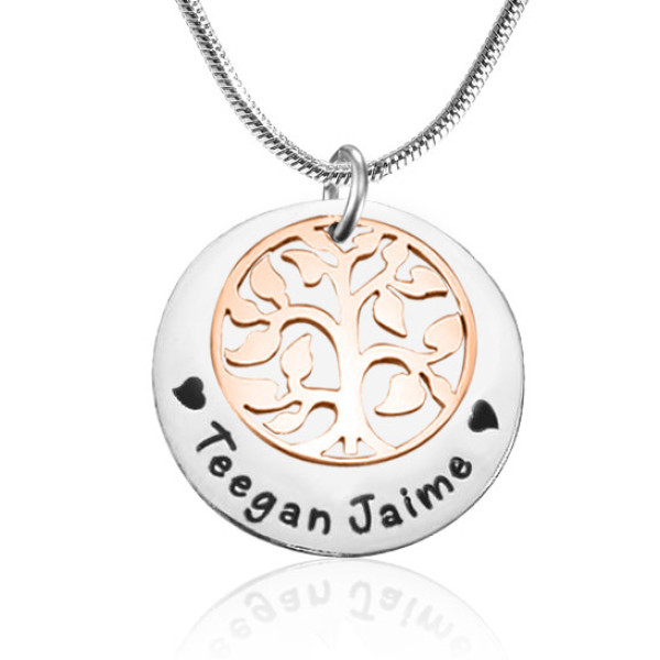 Personalised My Family Tree Single Disc - Two Tone - Rose Gold  Silver - The Name Jewellery™