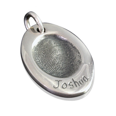 925 Sterling Silver FingerPrint Oval Pendant - The Name Jewellery™