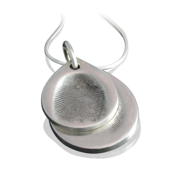 925 Sterling Silver FingerPrint Cascade TearDrop Pendant - The Name Jewellery™