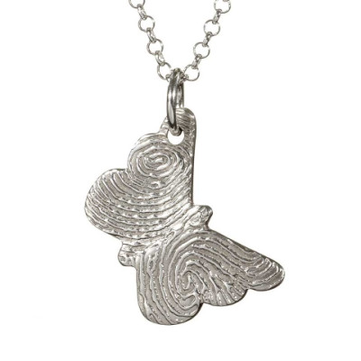 925 Sterling Silver FingerPrint Butterfly Pendant - The Name Jewellery™