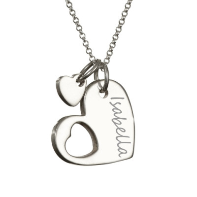 925 Sterling Silver Cut Out Heart Handprint Necklace - The Name Jewellery™