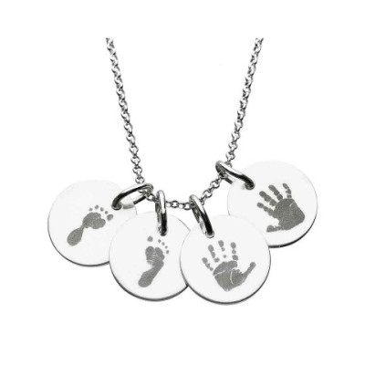 925 Sterling Silver Hand/Footprint Engraved Disc Pendant - The Name Jewellery™