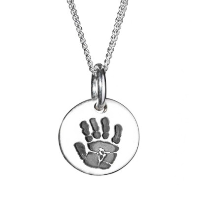925 Sterling Silver Hand / Footprint Medium Circle Pendant - The Name Jewellery™