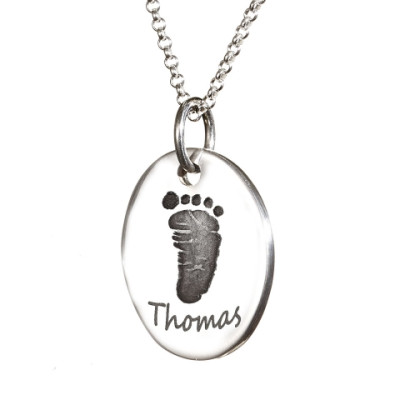 925 Sterling Silver Hand / Footprint Oval Charm - The Name Jewellery™