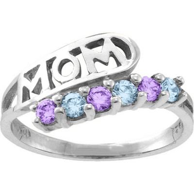 Cherish  MOM Cut-out 2-6 Stones Ring - The Name Jewellery™